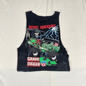 Vintage 1996 Dennis Anderson Grave Digger Monster Truck Tank Top Thrashed Boys L